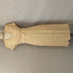 Floral Silk Dress Feminine Floaty Sexy Plunge Low V Neck Pink Yellow Spring Clr